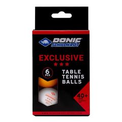 Мячики для н/тенниса DONIC EXCLUSIVE 3* 40+, 6 штук, белый + оранжевый