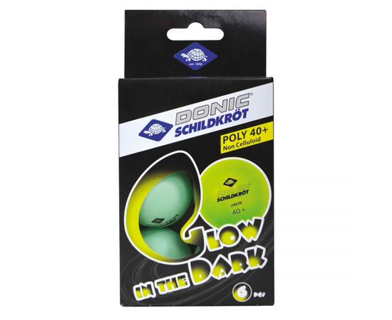 Мячики для н/тенниса DONIC GLOW IN THE DARK 40+, 6 шт, (зеленые)