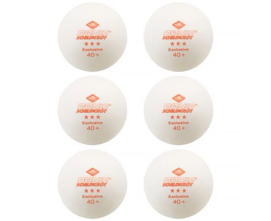 Мячики для н/тенниса DONIC EXCLUSIVE 3* 40+, 6 штук, белый