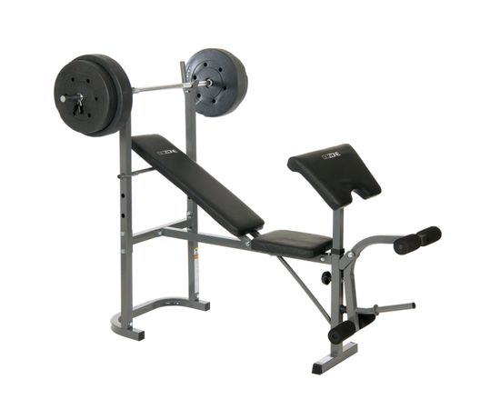 Скамья под штангу с опциями DFC GOZONE GZE-2201 со штангой и дисками в комплекте