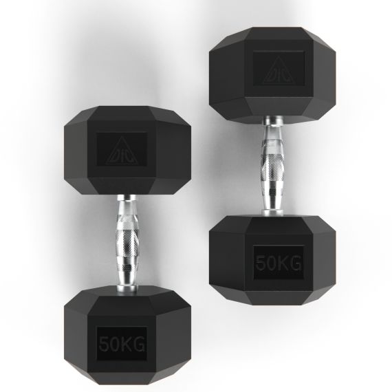 ГАНТЕЛИ DFC ГЕКСАГОНАЛЬНЫЕ, 2 ШТ. ПО 50 КГ