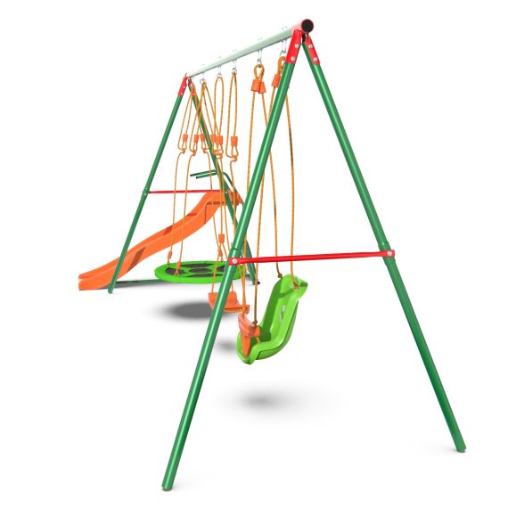 ДЕТСКИЙ КОМПЛЕКС DFC MULTIPLAY КАЧЕЛИ: ВЕРЁВОЧНЫЕ, ДЛЯ МАЛЫШЕЙ, ГНЕЗДО; ГОРКА