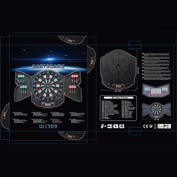 ЭЛЕКТРОННЫЙ ДАРТС DFC DARKBOARD, 12 ДРОТИКОВ