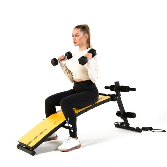 СКАМЬЯ ДЛЯ ПРЕССА DFC С ГАНТЕЛЯМИ И ЭСПАНДЕРАМИ  D102RY