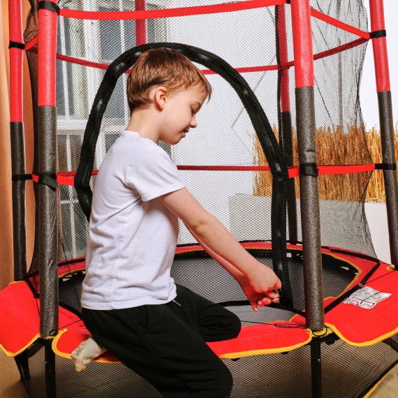 БАТУТ ДЕТСКИЙ DFC TRAMPOLINE-RED 55" С СЕТКОЙ