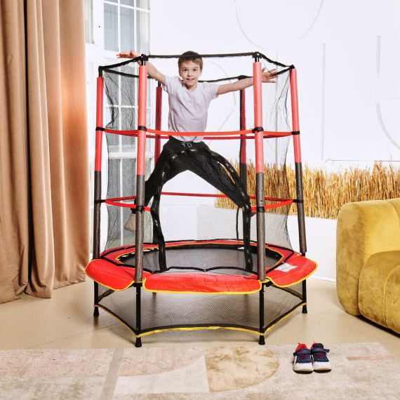 БАТУТ ДЕТСКИЙ DFC TRAMPOLINE-RED 55" С СЕТКОЙ