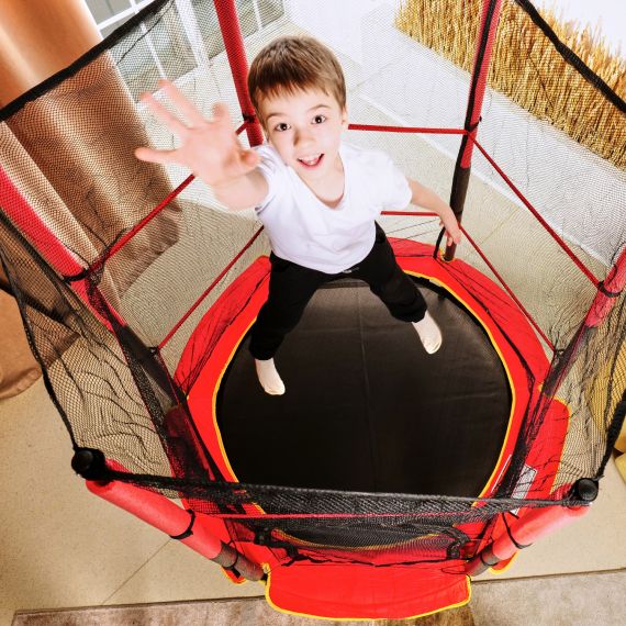 БАТУТ ДЕТСКИЙ DFC TRAMPOLINE-RED 55" С СЕТКОЙ