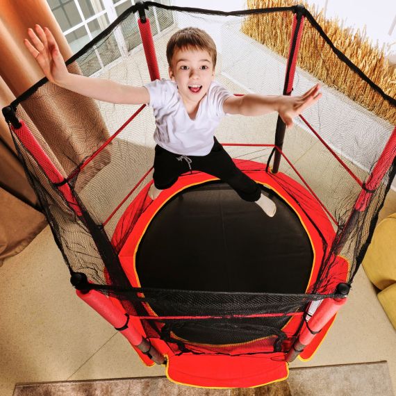 БАТУТ ДЕТСКИЙ DFC TRAMPOLINE-RED 55" С СЕТКОЙ