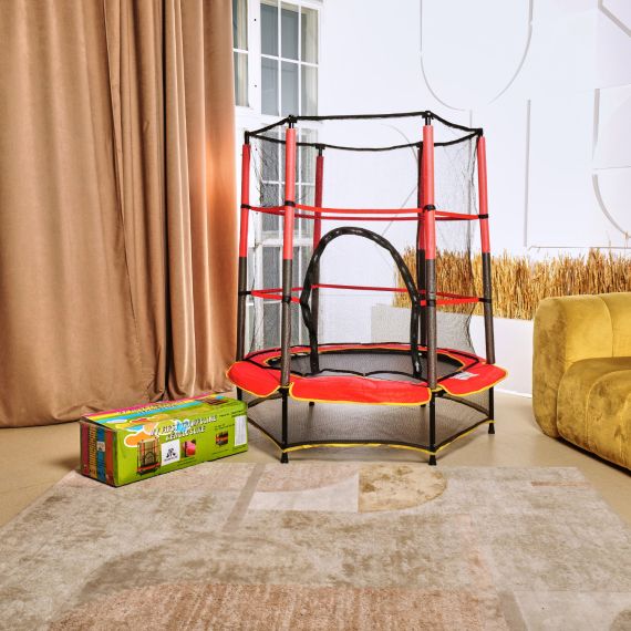 БАТУТ ДЕТСКИЙ DFC TRAMPOLINE-RED 55" С СЕТКОЙ