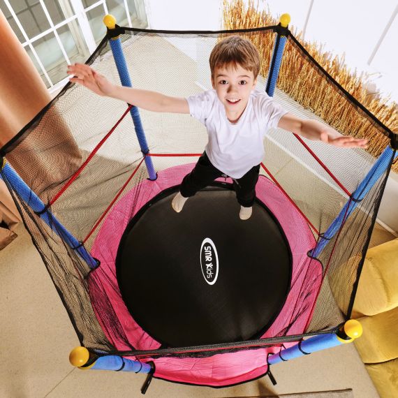 БАТУТ ДЕТСКИЙ DFC SMRKIDS 55" С СЕТКОЙ, PINK