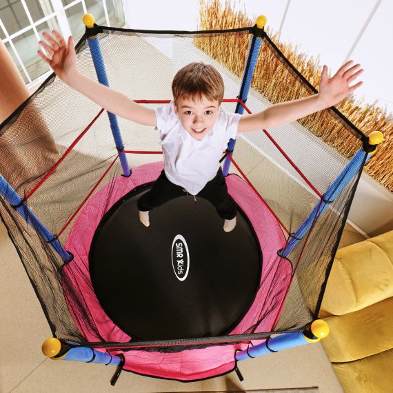 БАТУТ ДЕТСКИЙ DFC SMRKIDS 55" С СЕТКОЙ, PINK