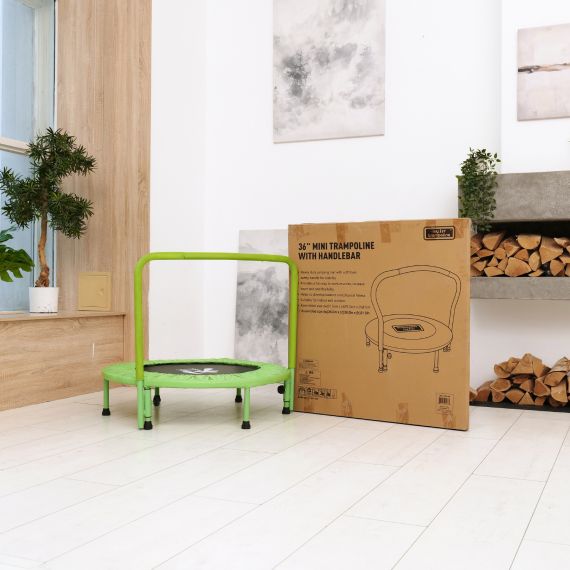 БАТУТ С ПОРУЧНЕМ DFC JUMPFIT 36'' ЗЕЛЕНЫЙ