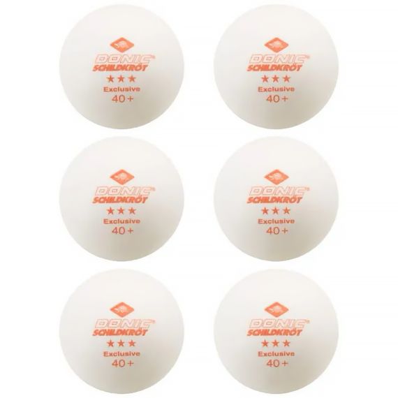МЯЧИКИ ДЛЯ Н/ТЕННИСА DONIC EXCLUSIVE 3* 40+, 6 ШТУК, БЕЛЫЙ