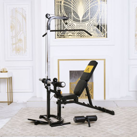 СКАМЬЯ С ВЕРТИКАЛЬНОЙ И ГОРИЗОНТАЛЬНОЙ ТЯГОЙ POWERTEC