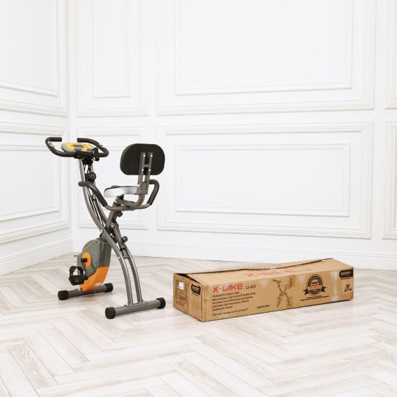 ВЕЛОТРЕНАЖЕР X-BIKE DFC MBB С ЭСПАНДЕРАМИ, СЕРО-ЖЕЛТЫЙ