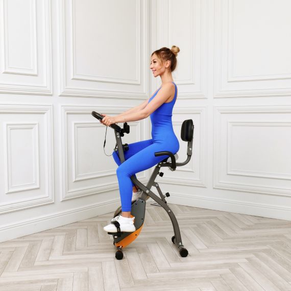 ВЕЛОТРЕНАЖЕР X-BIKE DFC MBB С ЭСПАНДЕРАМИ, СЕРО-ЖЕЛТЫЙ