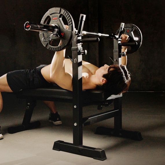 УСИЛЕННАЯ СКАМЬЯ СО СТОЙКАМИ ПОД ШТАНГУ DFC MELKIN