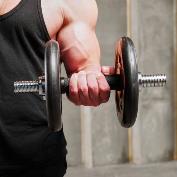 ГРИФ ГАНТЕЛЬНЫЙ С ОБРЕЗИНЕННОЙ РУЧКОЙ 350 ММ / ДИАМЕТР 30 ММ