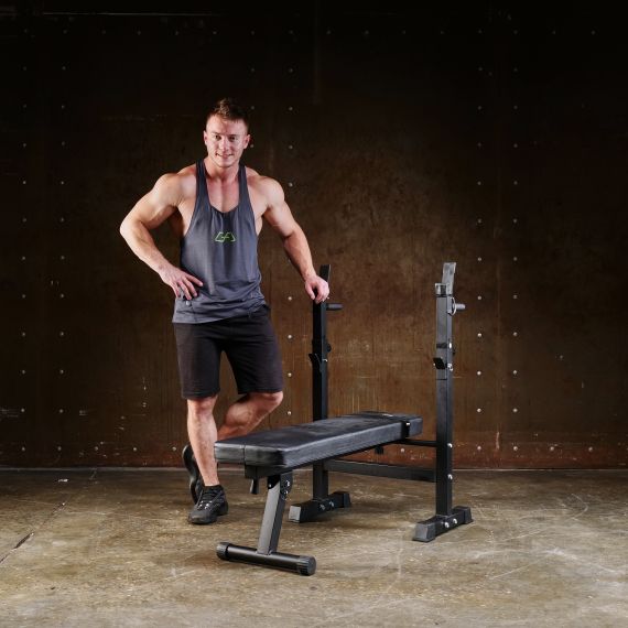 УСИЛЕННАЯ СКАМЬЯ СО СТОЙКАМИ ПОД ШТАНГУ DFC MELKIN