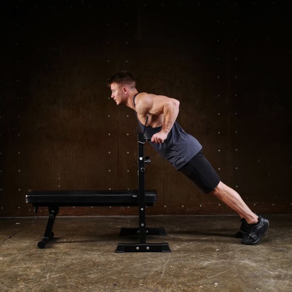 УСИЛЕННАЯ СКАМЬЯ СО СТОЙКАМИ ПОД ШТАНГУ DFC MELKIN