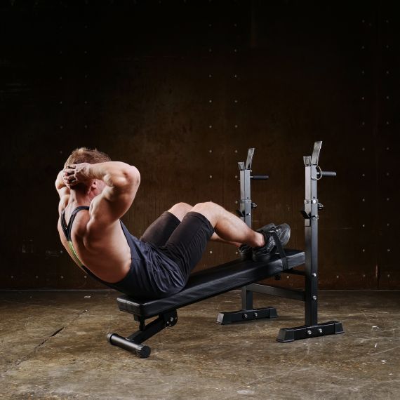 УСИЛЕННАЯ СКАМЬЯ СО СТОЙКАМИ ПОД ШТАНГУ DFC MELKIN