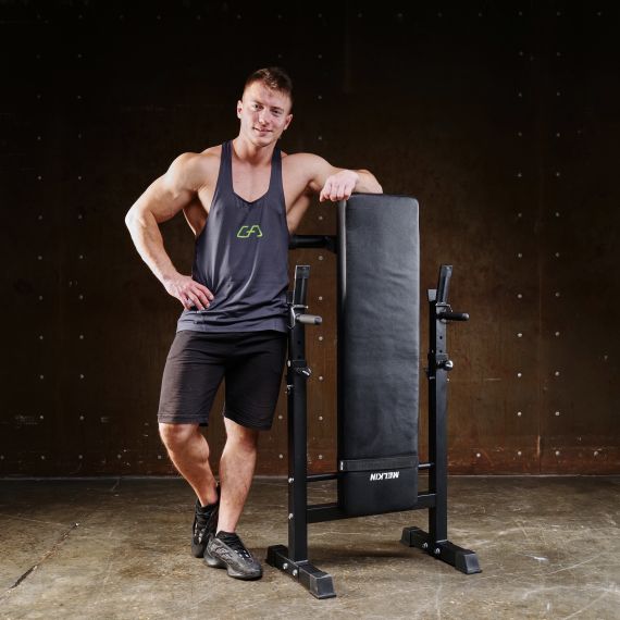 УСИЛЕННАЯ СКАМЬЯ СО СТОЙКАМИ ПОД ШТАНГУ DFC MELKIN