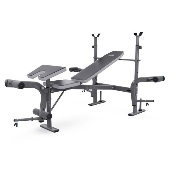 СКАМЬЯ СО СТОЙКАМИ ПОД ШТАНГУ DFC D702 PRO ШИРОКИЙ ХВАТ, С ПАРТОЙ ДЛЯ БИЦЕПСА