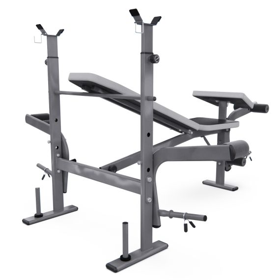 СКАМЬЯ СО СТОЙКАМИ ПОД ШТАНГУ DFC D702 PRO ШИРОКИЙ ХВАТ, С ПАРТОЙ ДЛЯ БИЦЕПСА