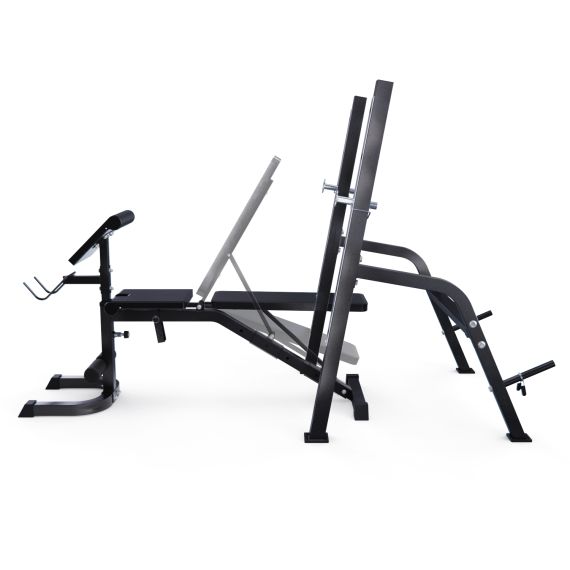 СКАМЬЯ СО СТОЙКАМИ ПОД ШТАНГУ DFC GORILLA ЧЕРНАЯ, С ПАРТОЙ ДЛЯ БИЦЕПСА