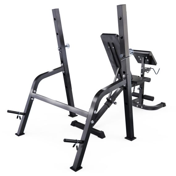 СКАМЬЯ СО СТОЙКАМИ ПОД ШТАНГУ DFC GORILLA ЧЕРНАЯ, С ПАРТОЙ ДЛЯ БИЦЕПСА