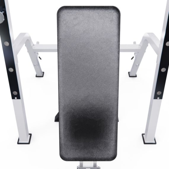 СКАМЬЯ СО СТОЙКАМИ ПОД ШТАНГУ DFC GORILLA БЕЛАЯ, С ПАРТОЙ ДЛЯ БИЦЕПСА