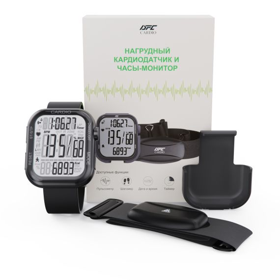 НАГРУДНЫЙ КАРДИОДАТЧИК + ЧАСЫ - МОНИТОР DFC W585C (КОМПЛЕКТ)
