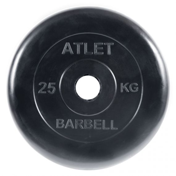 ДИСК ОБРЕЗИНЕННЫЙ BARBELL ATLET 25 КГ / ДИАМЕТР 51 ММ