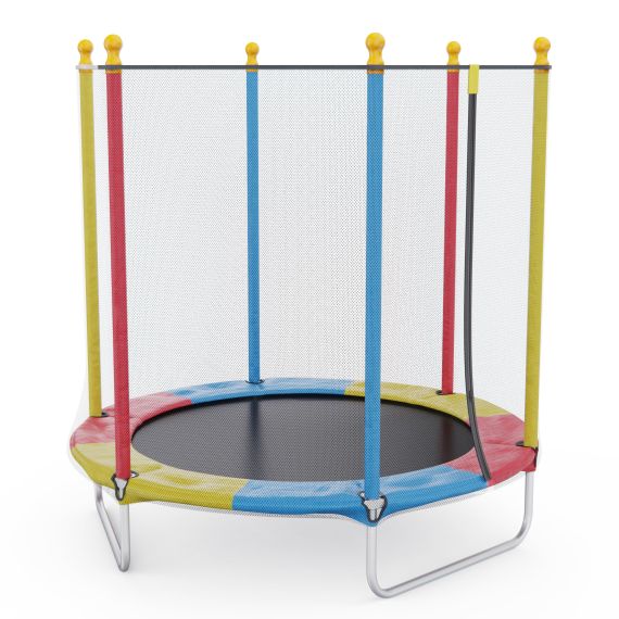 БАТУТ КАРКАСНЫЙ DFC ЦВЕТНОЙ 137 СМ С ЗАЩИТНОЙ СЕТКОЙ