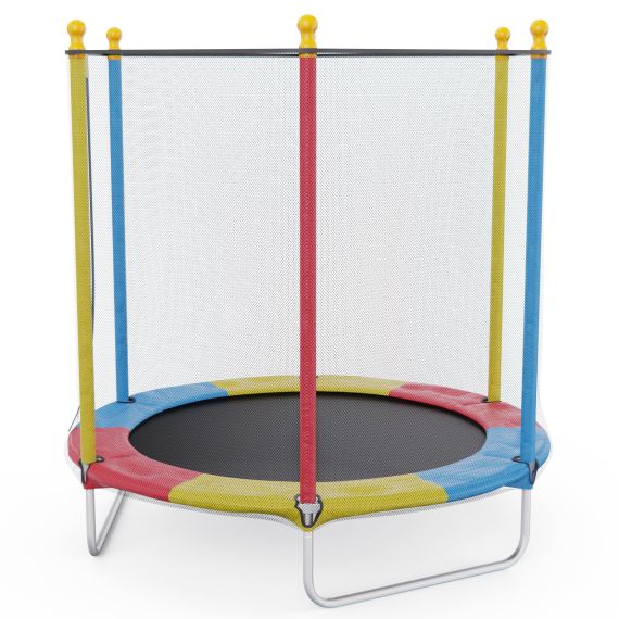 БАТУТ КАРКАСНЫЙ DFC ЦВЕТНОЙ 137 СМ С ЗАЩИТНОЙ СЕТКОЙ