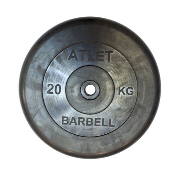 ДИСК ОБРЕЗИНЕННЫЙ BARBELL ATLET 20 КГ / ДИАМЕТР 26 ММ