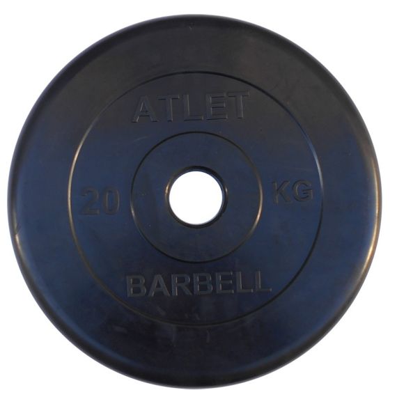 ДИСК ОБРЕЗИНЕННЫЙ BARBELL ATLET 20 КГ / ДИАМЕТР 51 ММ