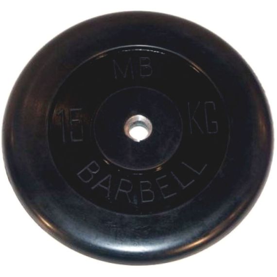 ДИСК ОБРЕЗИНЕННЫЙ BARBELL MB (МЕТАЛЛИЧЕСКАЯ ВТУЛКА) 15 КГ / ДИАМЕТР 26 ММ