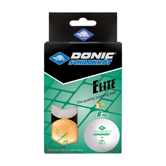 МЯЧИКИ ДЛЯ Н/ТЕННИСА DONIC ELITE 1* 40+ 6 ШТУК, БЕЛЫЙ + ОРАНЖЕВЫЙ