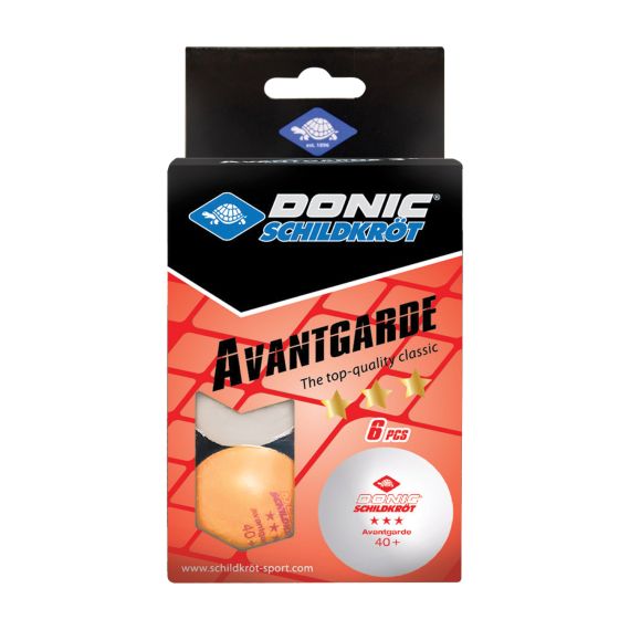 МЯЧИКИ ДЛЯ Н/ТЕННИСА DONIC AVANTGARDE 3* 40+, 6 ШТУК, БЕЛЫЙ + ОРАНЖЕВЫЙ